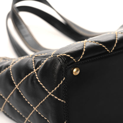 Chanel Calfskin Contrast Stitch Surpique Tote Black 11 of 12