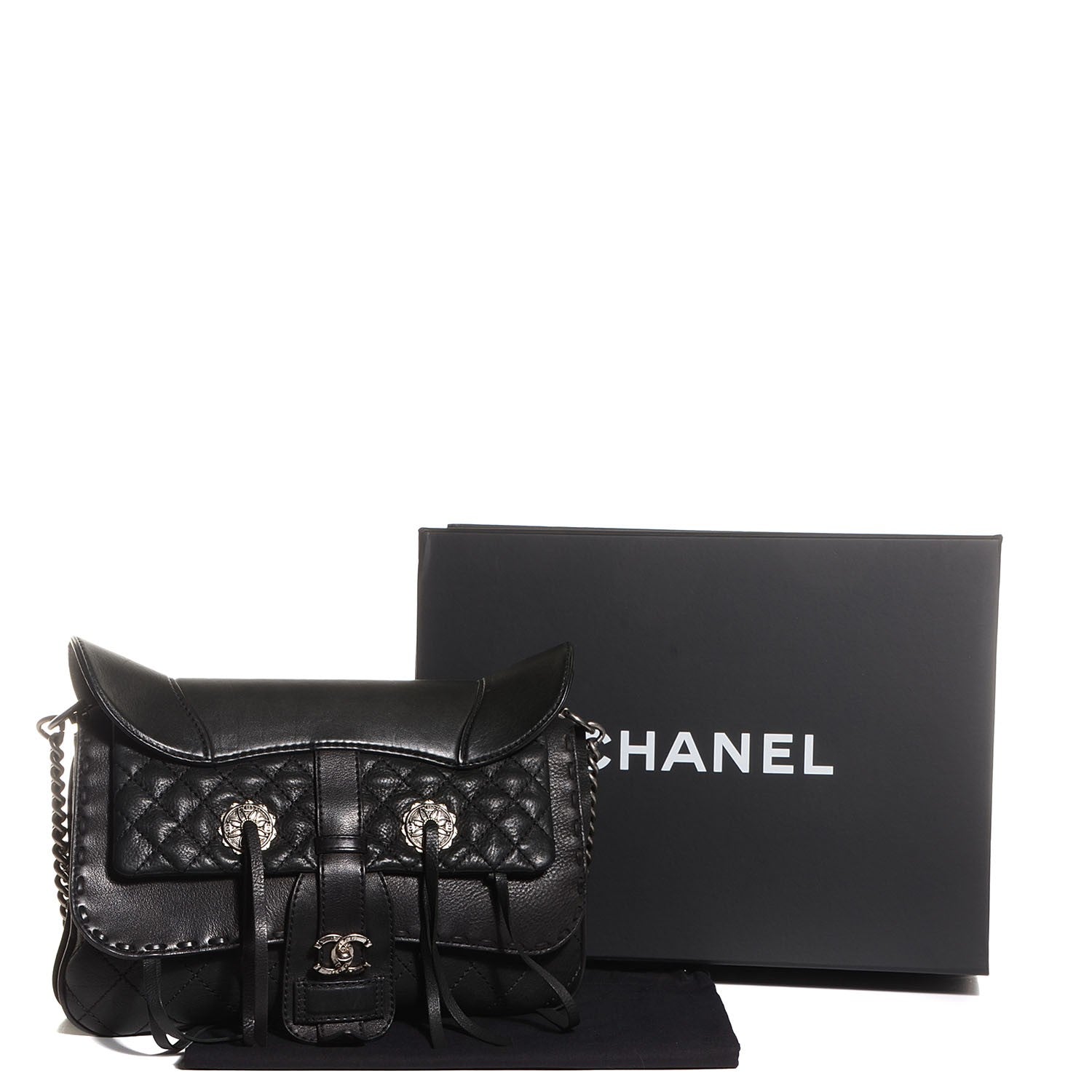 Chanel Calfskin Quilted Large Ride My Bag Messenger Black 3 of 8