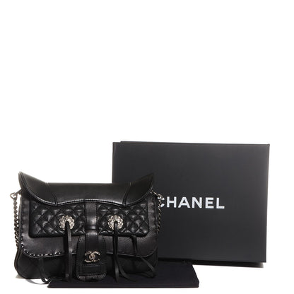 Chanel Calfskin Quilted Large Ride My Bag Messenger Black 3 of 8