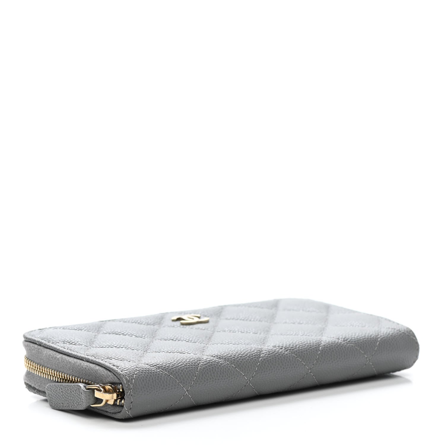 Chanel Caviar Quilted Small Gusset Zip Around Wallet Grey 4 of 8