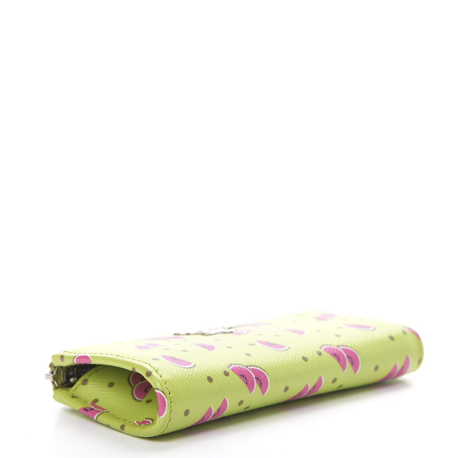 Prada Saffiano Watermelon Print Zip Key Pouch Erba 4 of 8