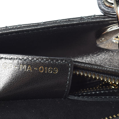 Christian Dior Metallic Calfskin Cannage Medium Lady Dior Gunmetal Grey 7 of 11