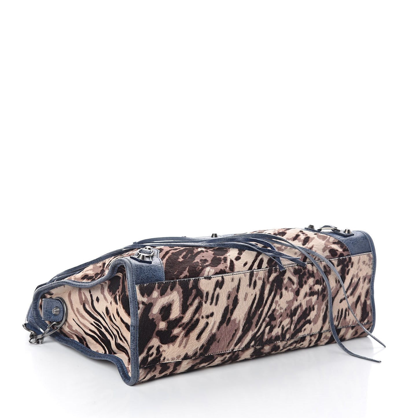 Agneau Pony Hair Leopard Print City Bleu Roi