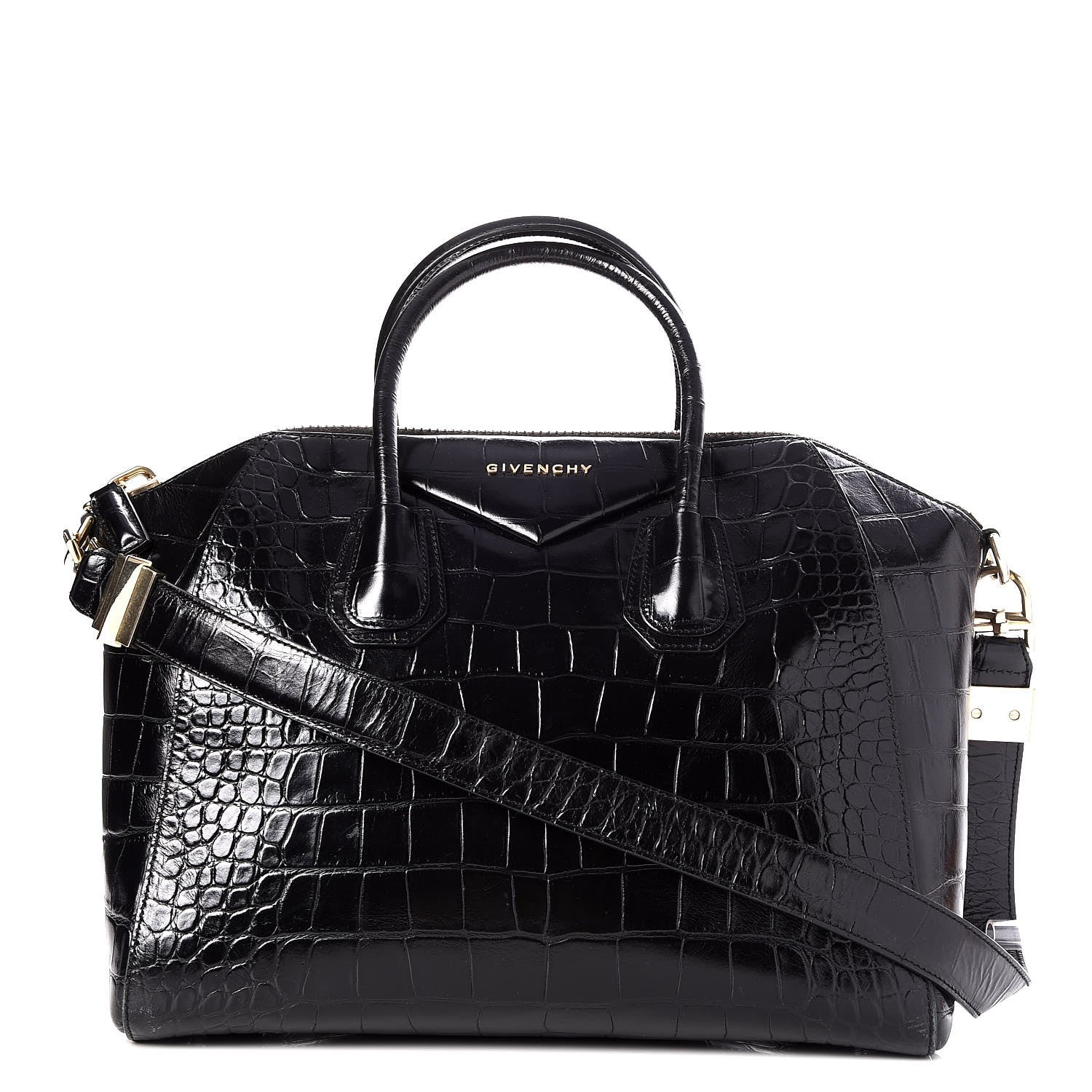 Givenchy Calfskin Crocodile Embossed Medium Antigona Black 1 of 8