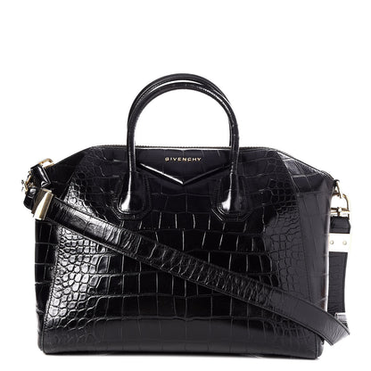 Givenchy Calfskin Crocodile Embossed Medium Antigona Black 1 of 8