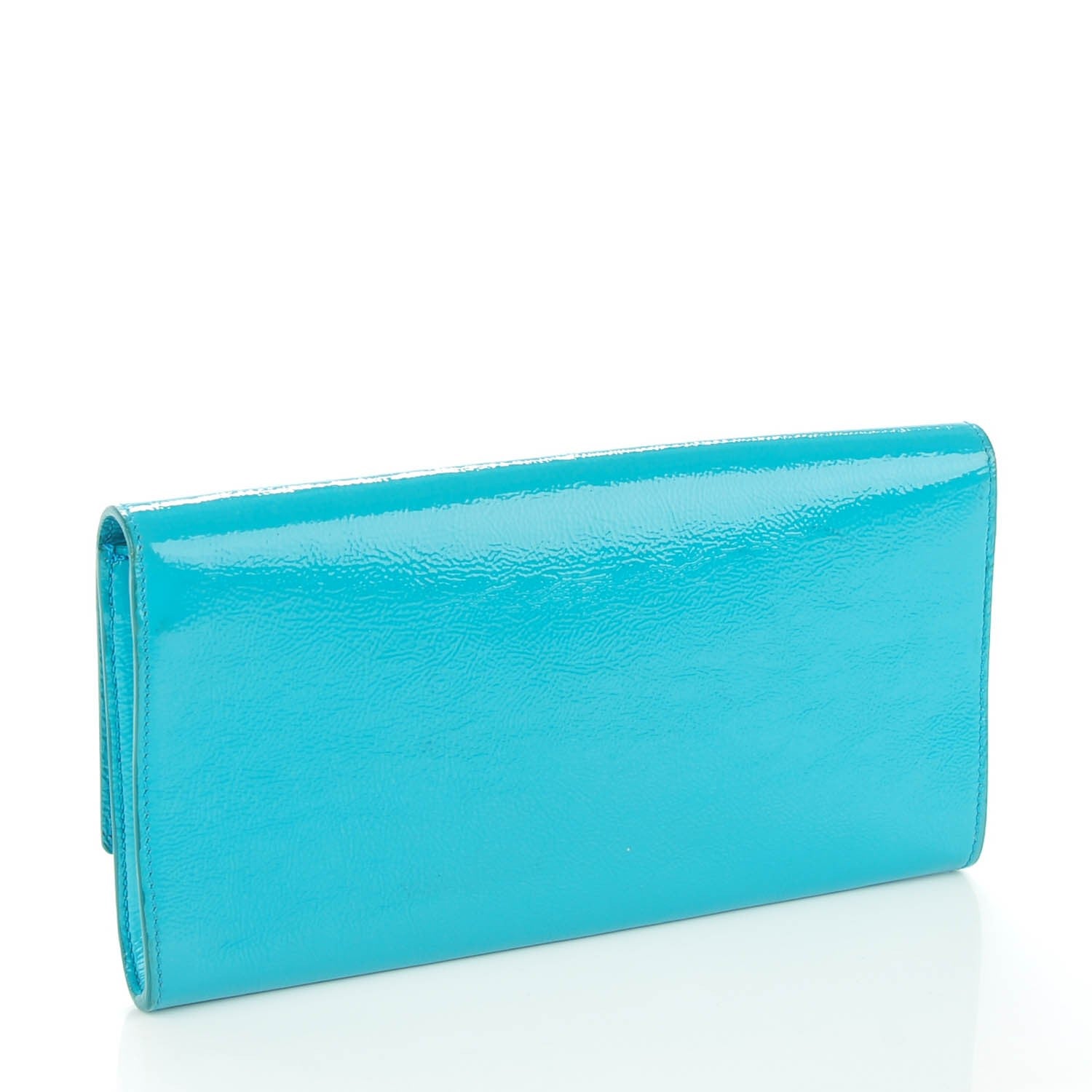 Saint Laurent Textured Patent Calfskin Small Belle De Jour Clutch Turquoise 3 of 7