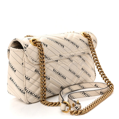 Gucci X BALENCIAGA Calfskin Matelasse Logo Print Small GG Marmont Shoulder Bag White 3 of 11