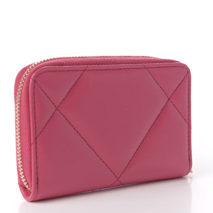 Chanel Shiny Goatskin Quilted 19 Zip Around Coin Purse Wallet Pink 3 of 7