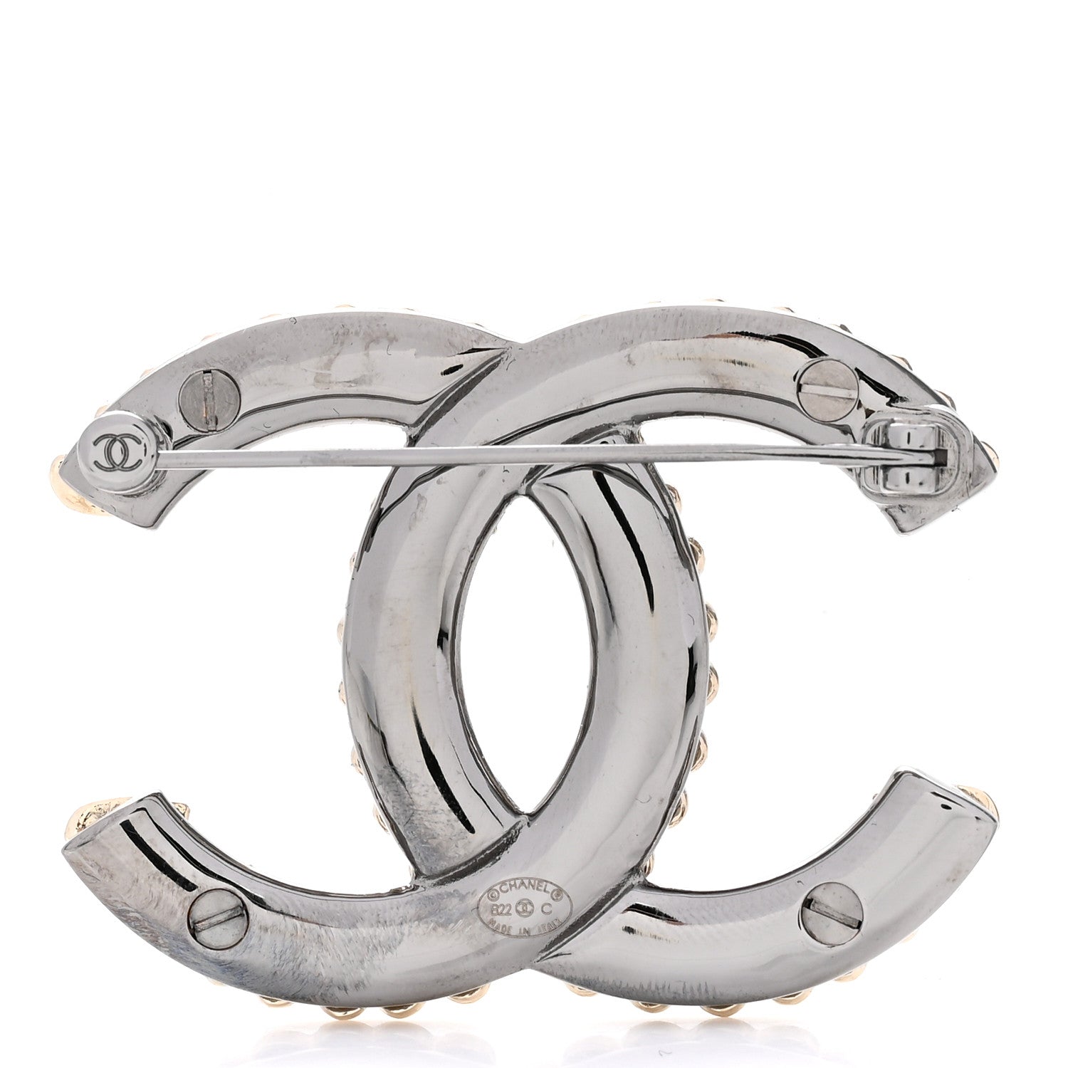 Chanel Metal CC Heart Brooch Gold Silver 3 of 4