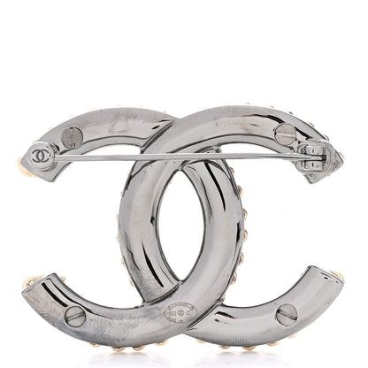 Chanel Metal CC Heart Brooch Gold Silver 3 of 4