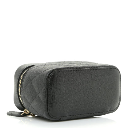 Chanel Caviar Quilted CC Vanity Cosmetic Case Black 3 of 12