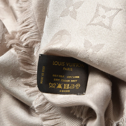 Louis Vuitton Silk Wool Monogram Shawl Greige 4 of 4