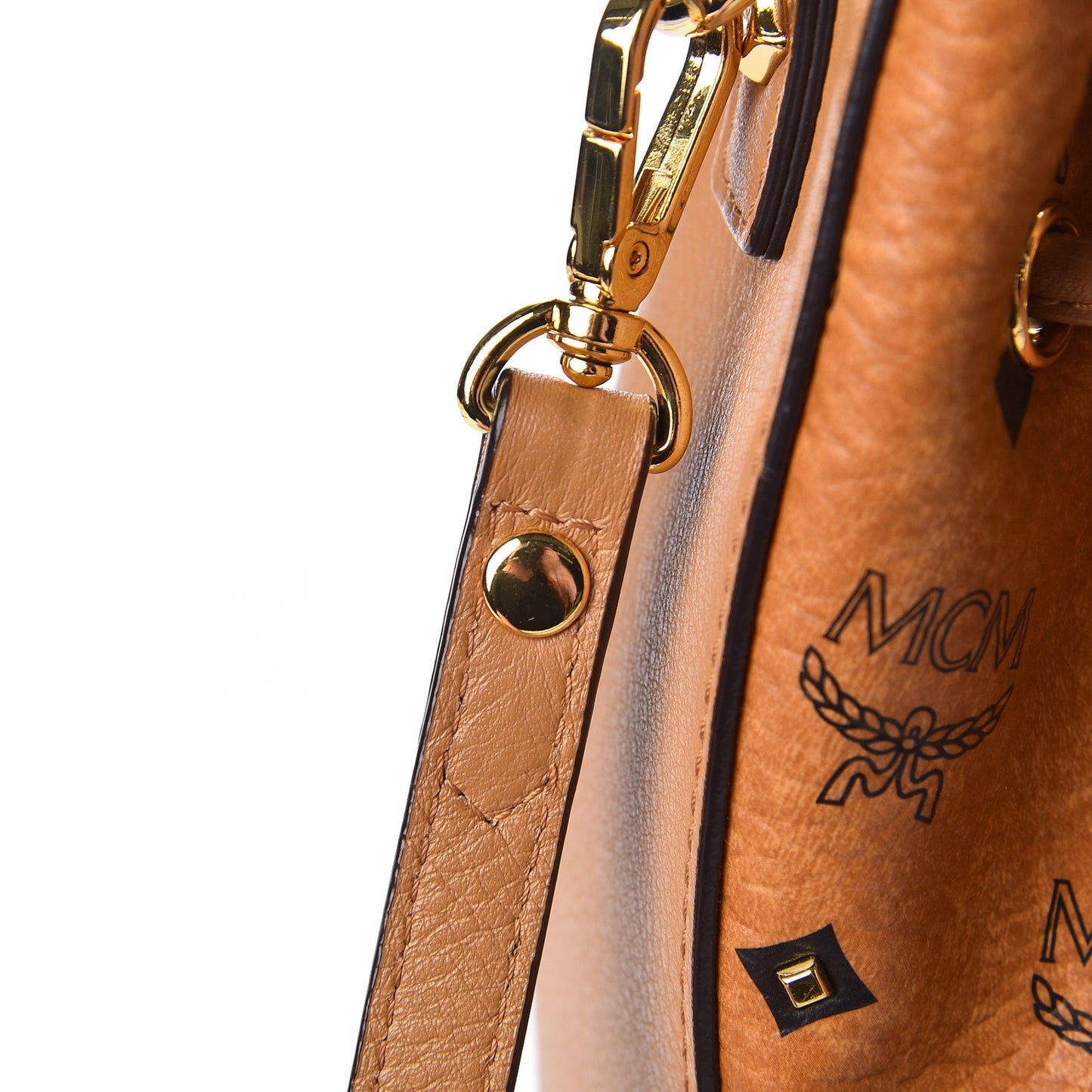 Visetos Studded Small Drawstring Shopper Cognac