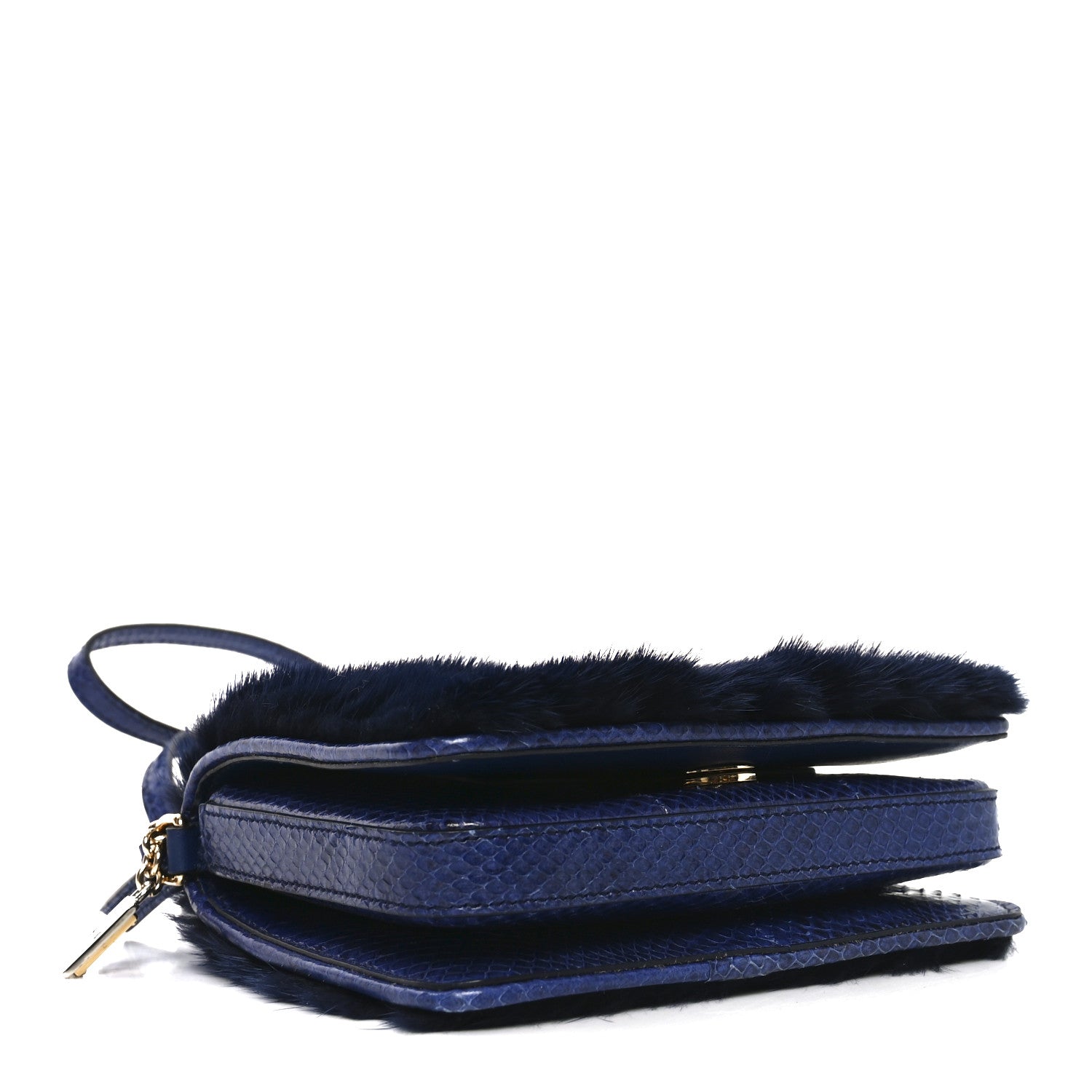 Dolce & Gabbana Mink Fur Snakeskin Crossbody Bag Navy 4 of 9
