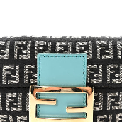 Fendi Zucchino Mini Baguette Navy Turquoise 7 of 9