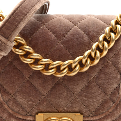 Chanel Velvet Quilted Mini Boy Messenger Bag Beige 8 of 10