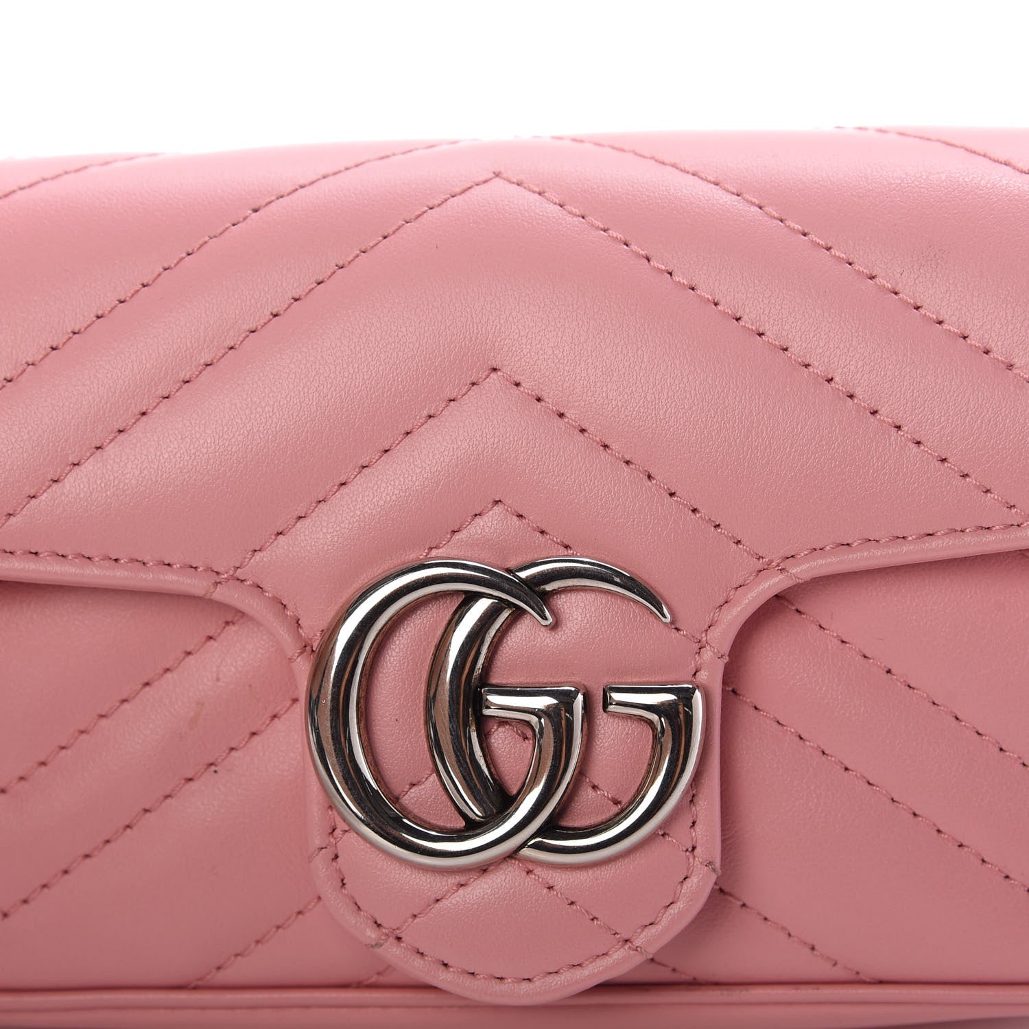 Gucci Calfskin Matelasse Super Mini GG Marmont Shoulder Bag Wild Rose 10 of 11