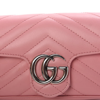 Gucci Calfskin Matelasse Super Mini GG Marmont Shoulder Bag Wild Rose 10 of 11