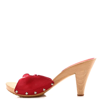 Chanel Suede CC Buckle Clogs 37 Red 1 of 8