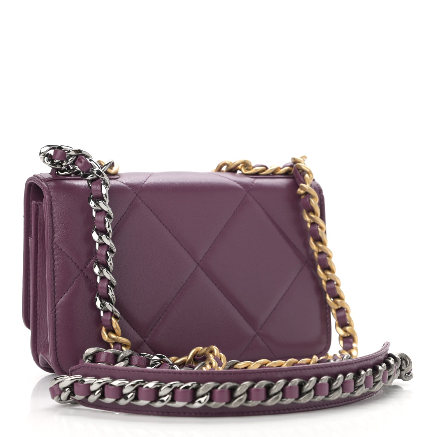 Chanel Lambskin Quilted Chanel 19 Wallet On Chain WOC Purple 3 of 14