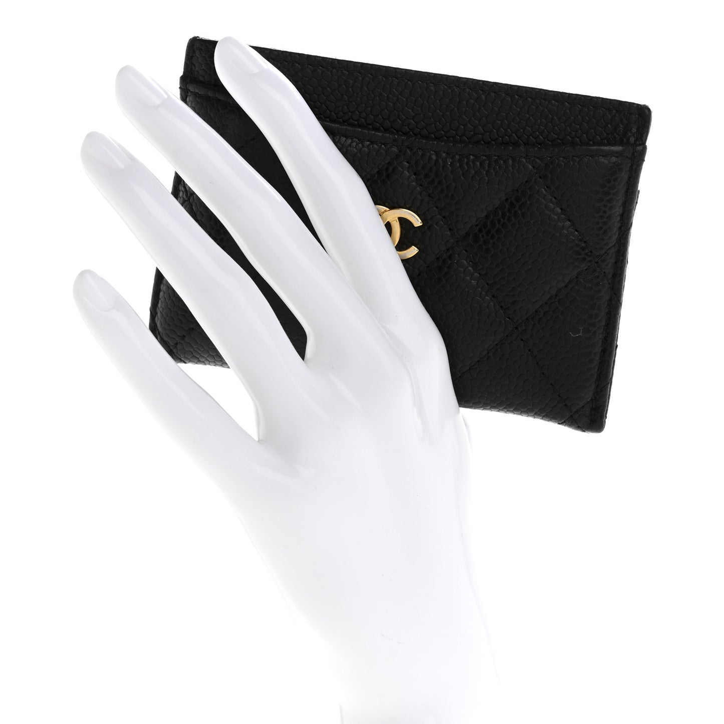Caviar Quilted Card Holder Black