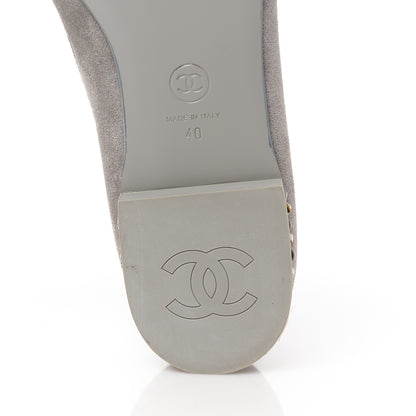 Chanel Suede Calfskin CC Chain Mocassin Loafers 40 Grey 7 of 10