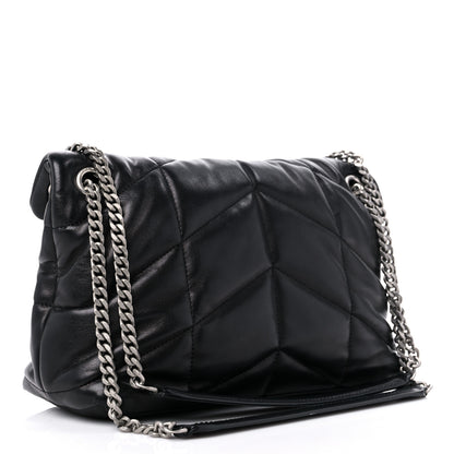 Saint Laurent Lambskin Quilted Small Loulou Puffer Monogram Chain Satchel Black 3 of 12