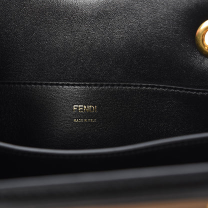 Fendi Vitello Glacier Karligraphy Pocket Shoulder Bag Black Gingerbread 10 of 11