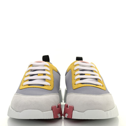 Hermes Technical Canvas Suede Goatskin Bouncing Sneakers 37 Gris Multicolor 2 of 4