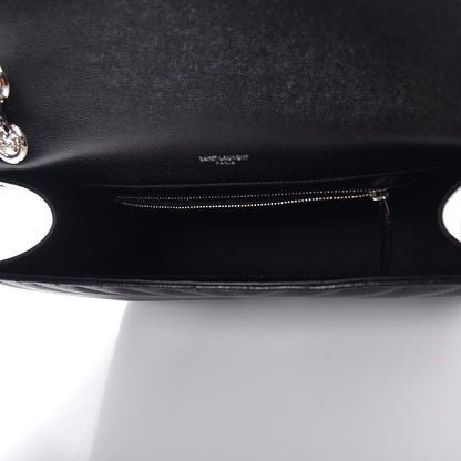 Saint Laurent Grain De Poudre Matelasse Chevron Large Monogram Satchel Black 5 of 7