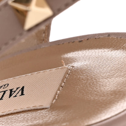 Valentino Garavani Pebbled Calfskin Rockstud Ankle Strap Open Toe 100mm Sandals 37 Poudre 14 of 15