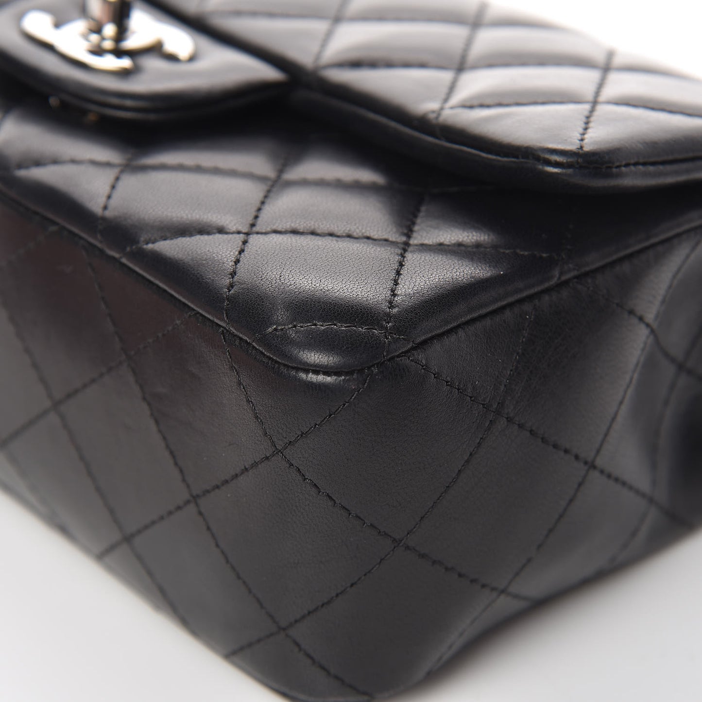 Lambskin Quilted Mini Rectangular Flap Black