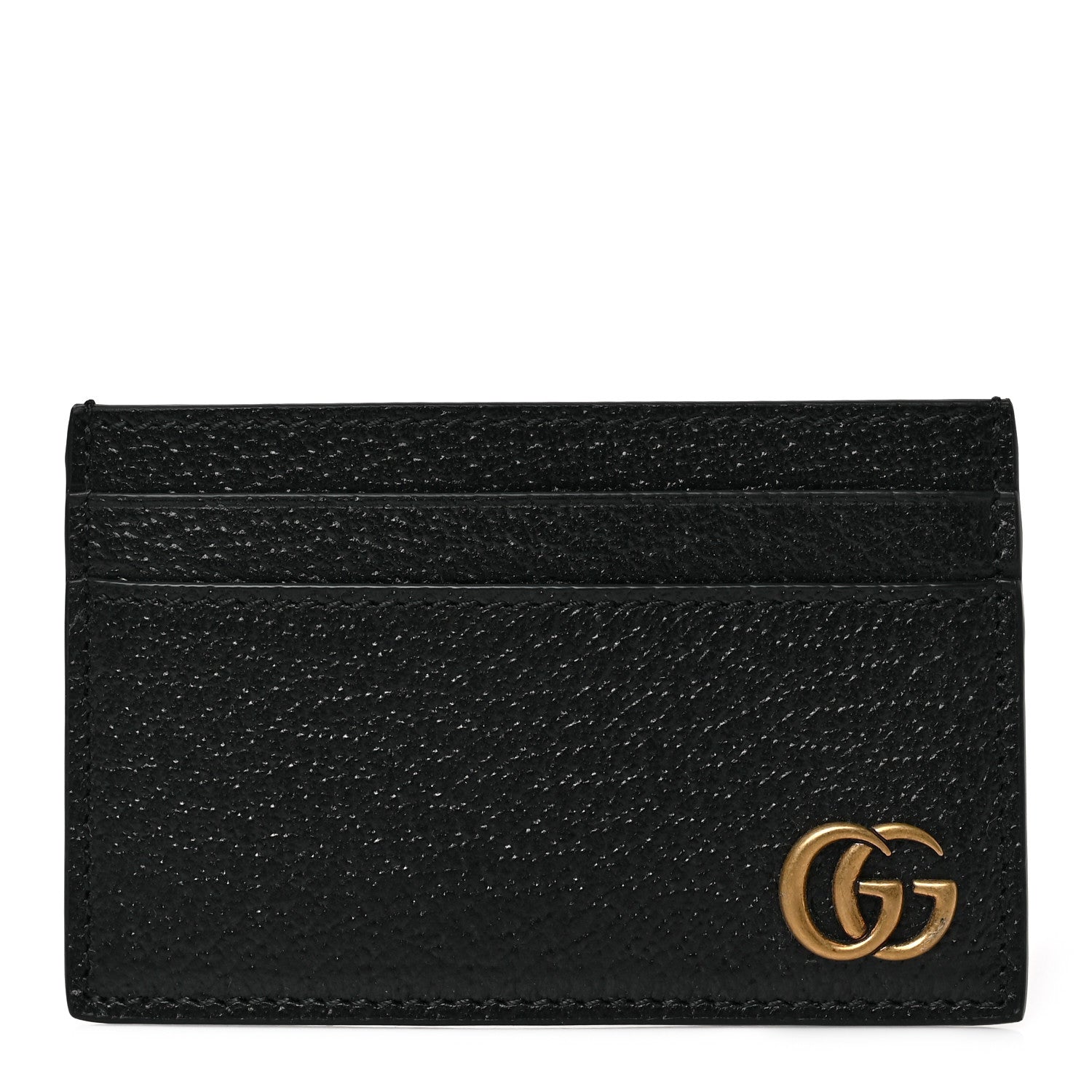 Gucci Calfskin Boar Effect GG Marmont Card Holder Black 1 of 6
