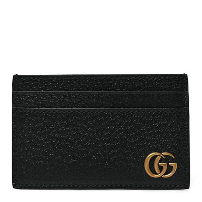 Gucci Calfskin Boar Effect GG Marmont Card Holder Black 1 of 6