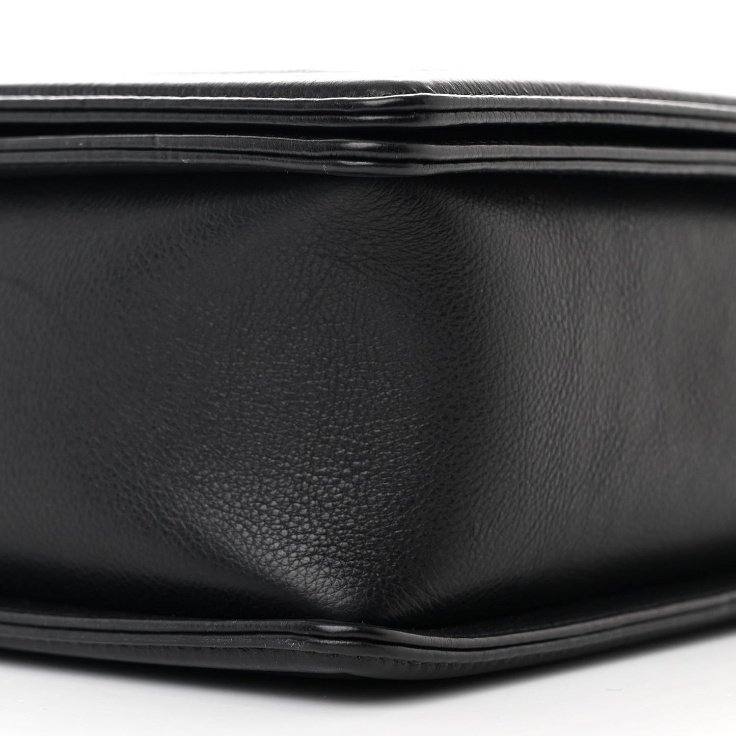Calfskin Double Stitch Large Boy Flap Black