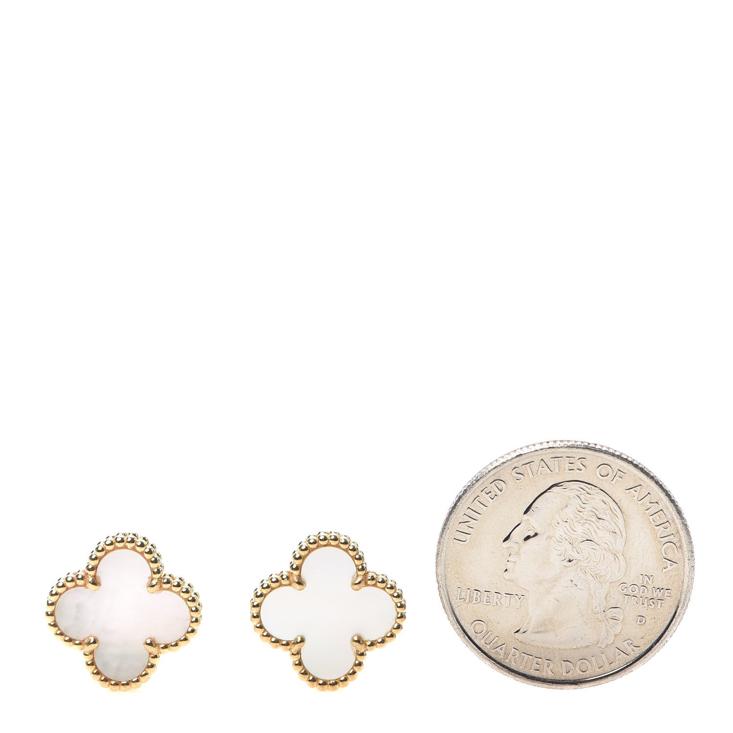 Van Cleef & Arpels 18K Yellow Gold Mother of Pearl Vintage Alhambra Earrings 2 of 6