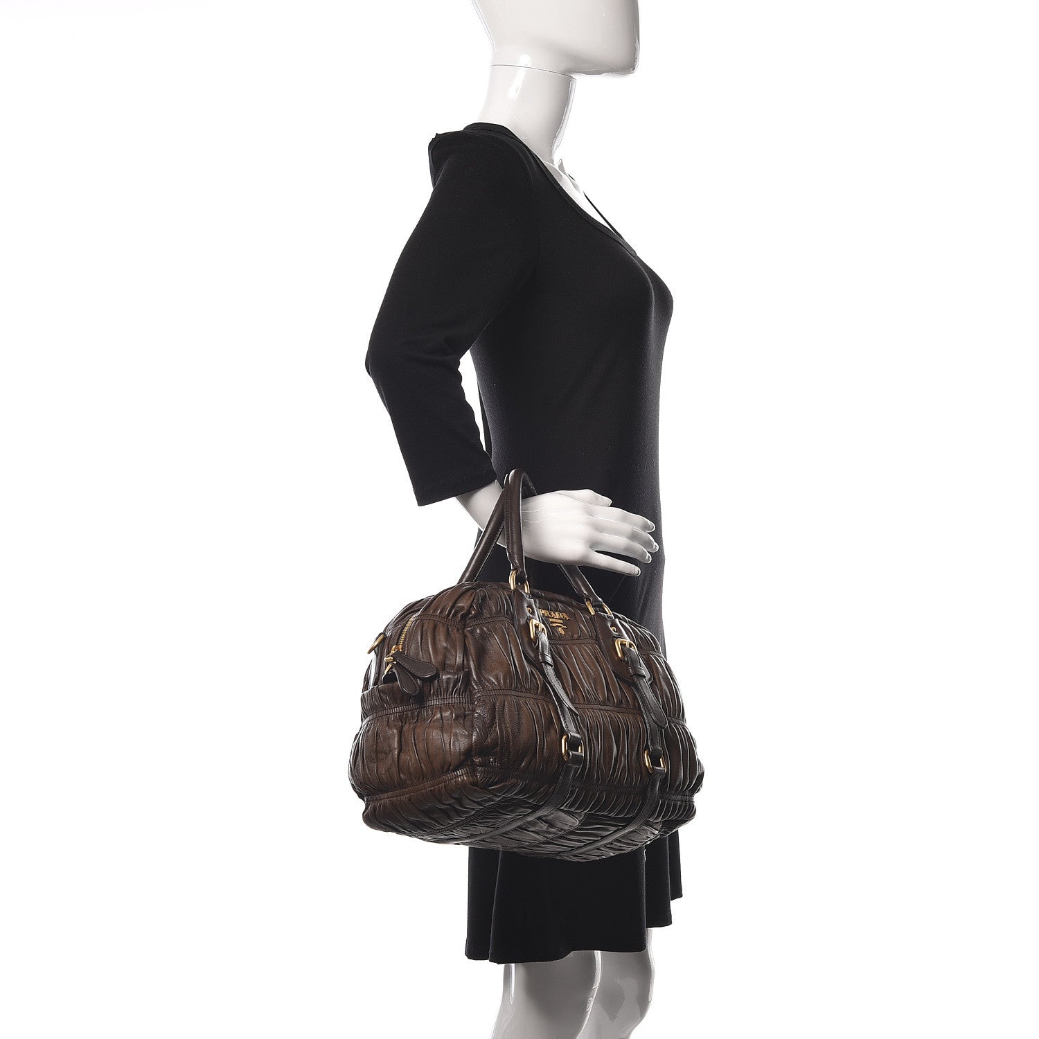 Prada Nappa Gaufre Dome Satchel Noce 2 of 10