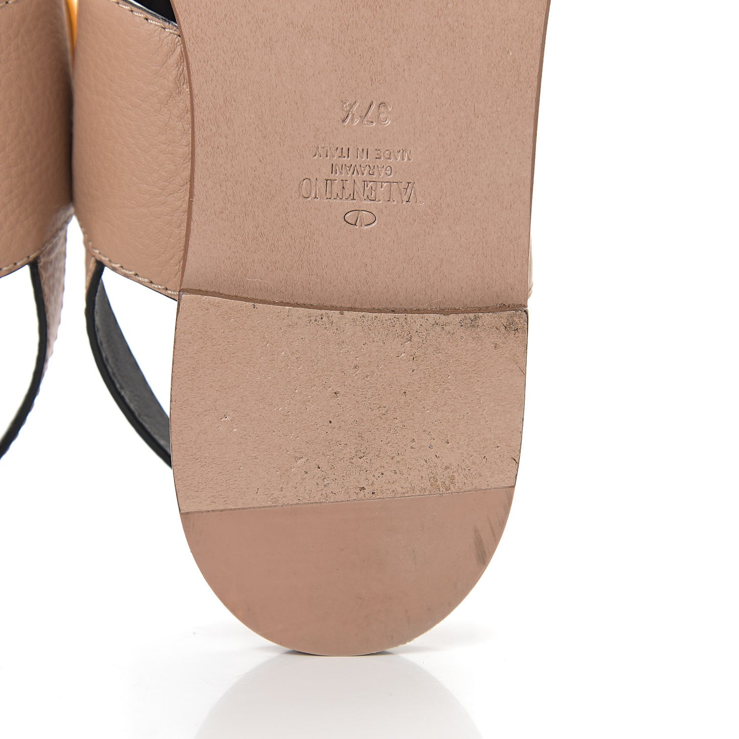 Grainy Cowhide Vlogo Slingback Flat Thong Sandals 37.5 Rose Cannelle
