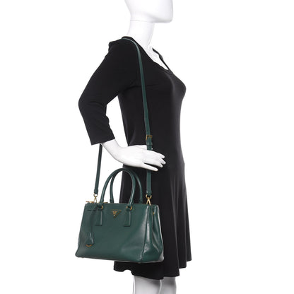 Prada Saffiano Small Galleria Double Zip Tote Biliardo 2 of 17