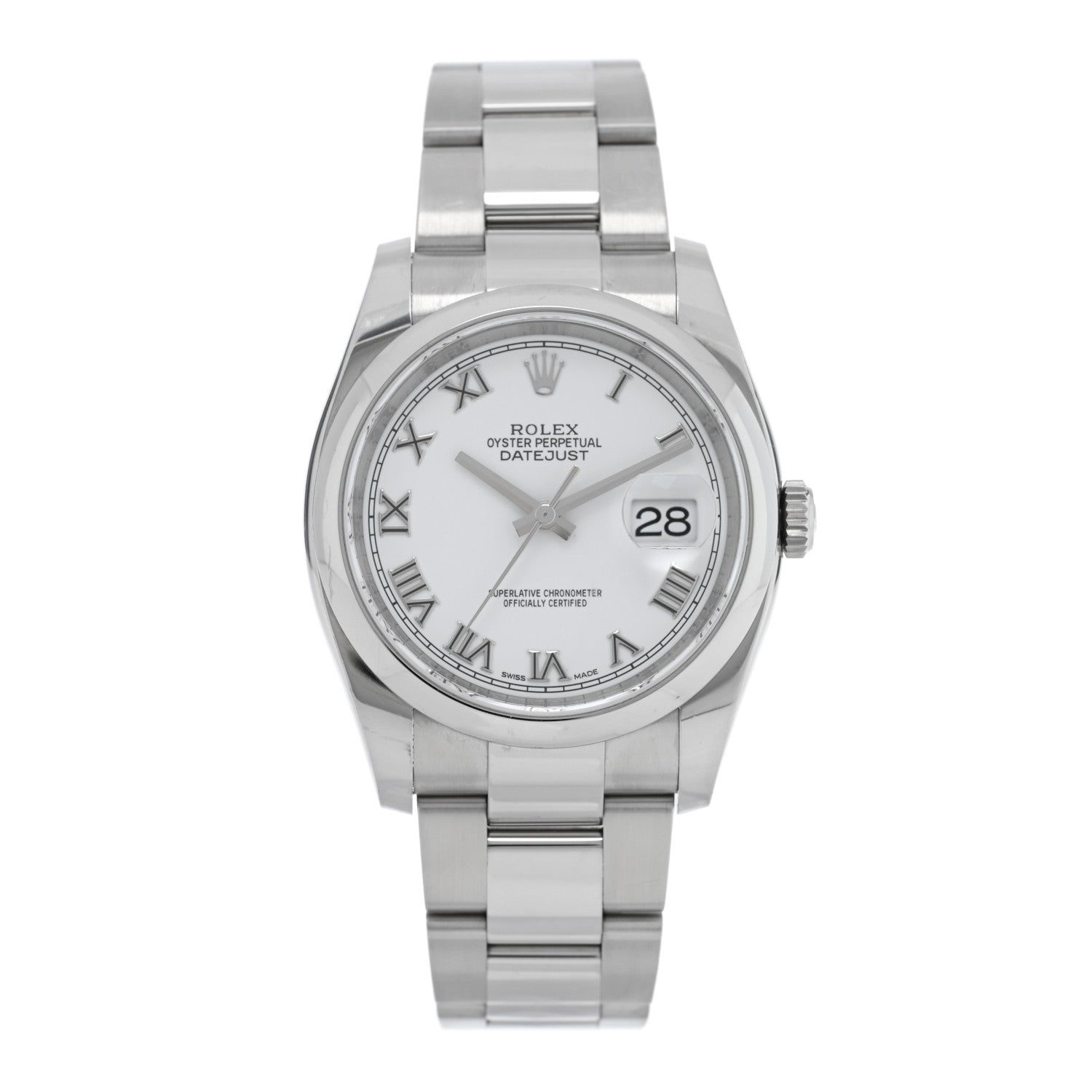 Rolex Stainless Steel 36mm Oyster Perpetual Datejust Watch White Roman 116200 1 of 5