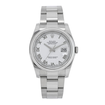 Rolex Stainless Steel 36mm Oyster Perpetual Datejust Watch White Roman 116200 1 of 5