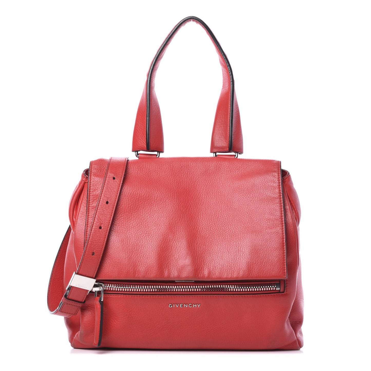 Waxy Grained Calfskin Mini Pandora Pure Flap Bag Medium Red