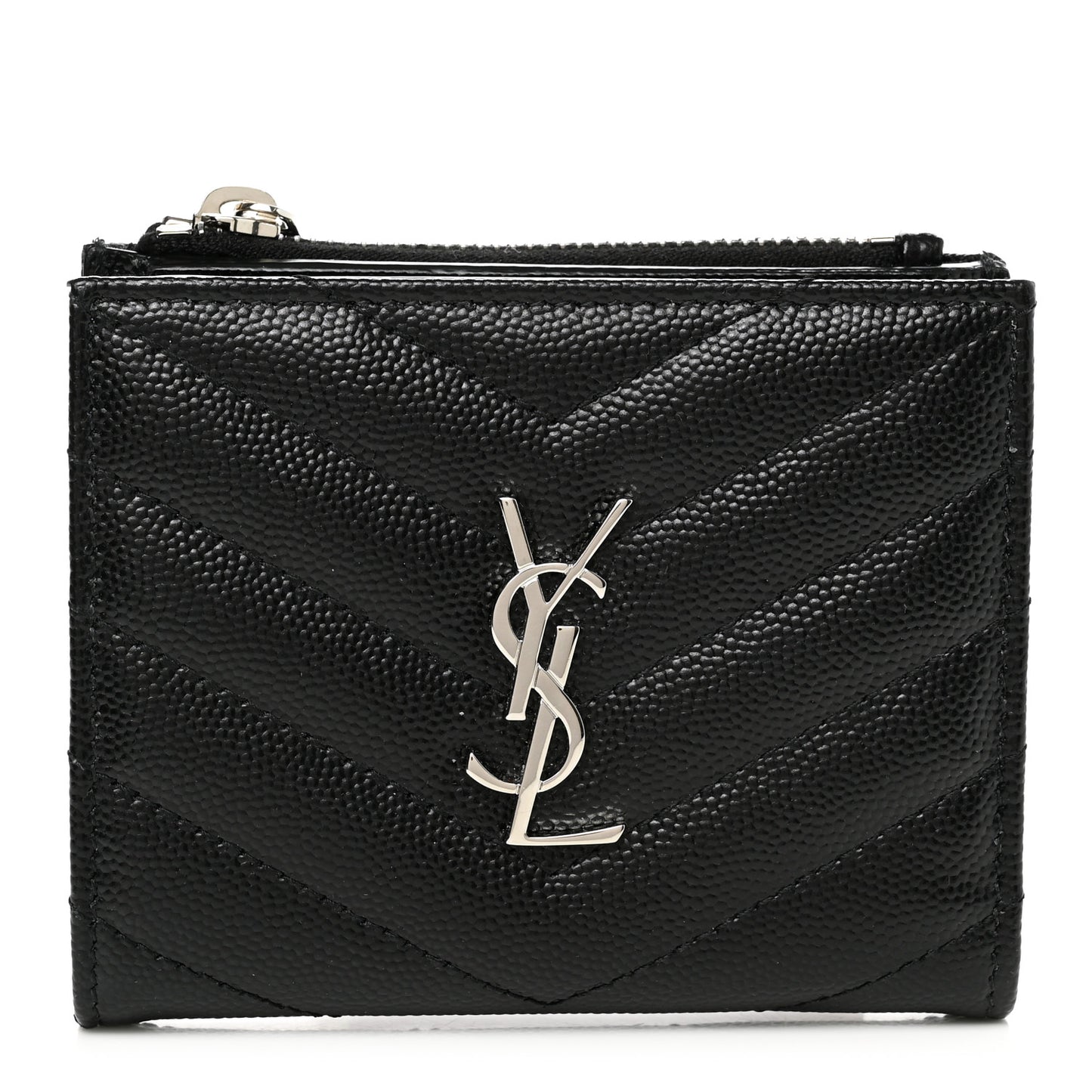 Grain De Poudre Matelasse Chevron Monogram Zipped Card Case Black