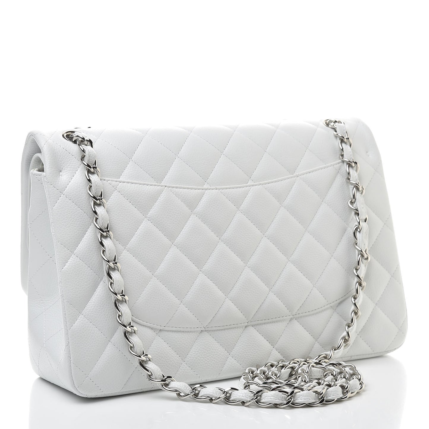 Caviar Quilted Jumbo Double Flap White
