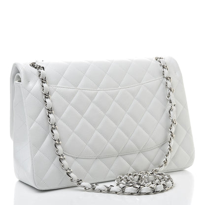 Chanel Caviar Quilted Jumbo Double Flap White 3 of 13