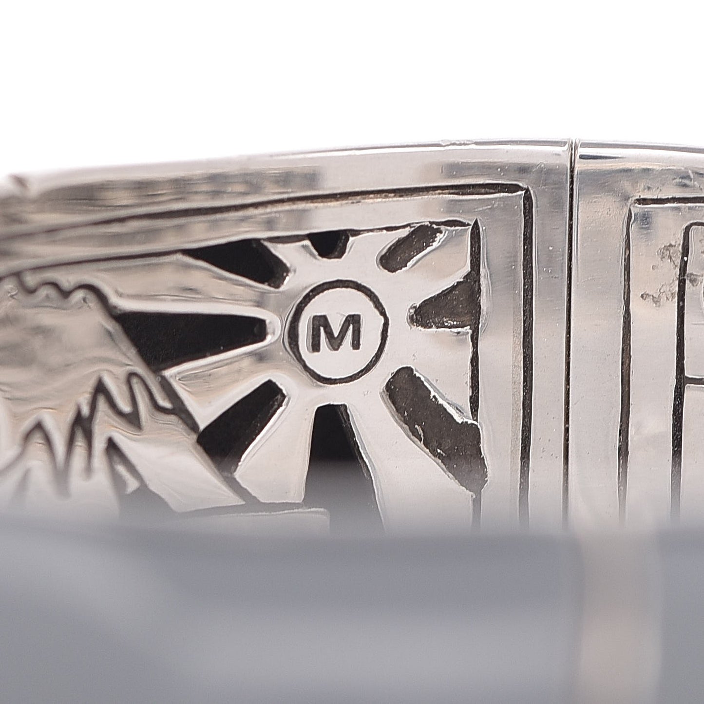 Sterling Silver Enamel Bamboo Cuff Gray