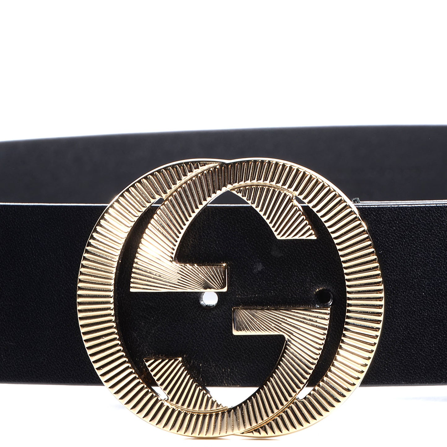 Leather GG Logo Buckle Belt Black 85 34