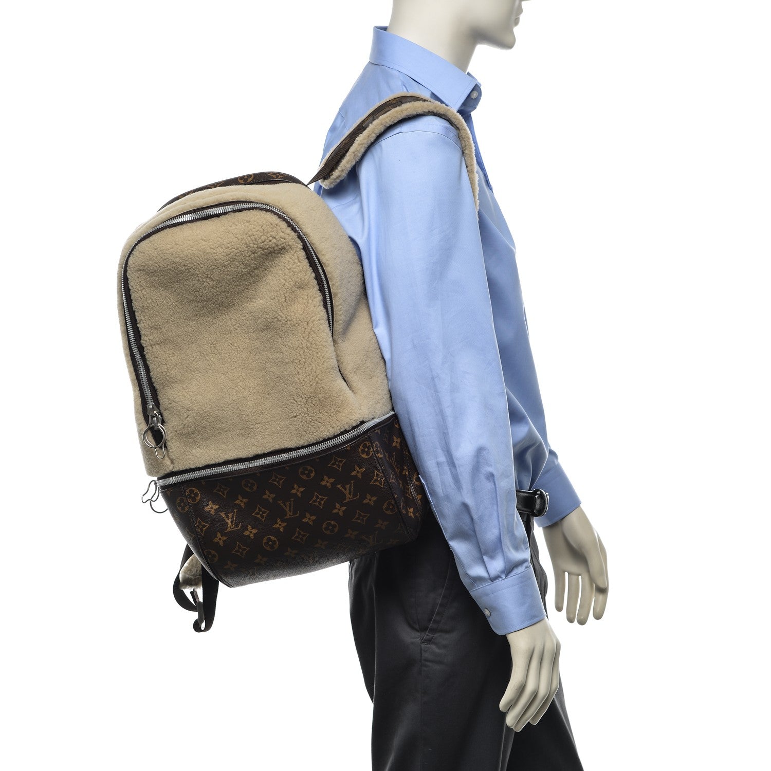 Louis Vuitton Shearling Monogram Marc Newson Fleece Pack Beige 2 of 7