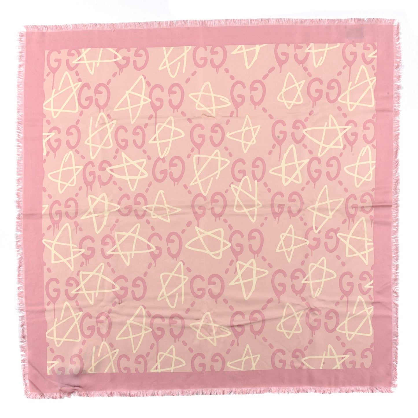 Silk Twill Gucci Stars Square Shawl Rose Pink