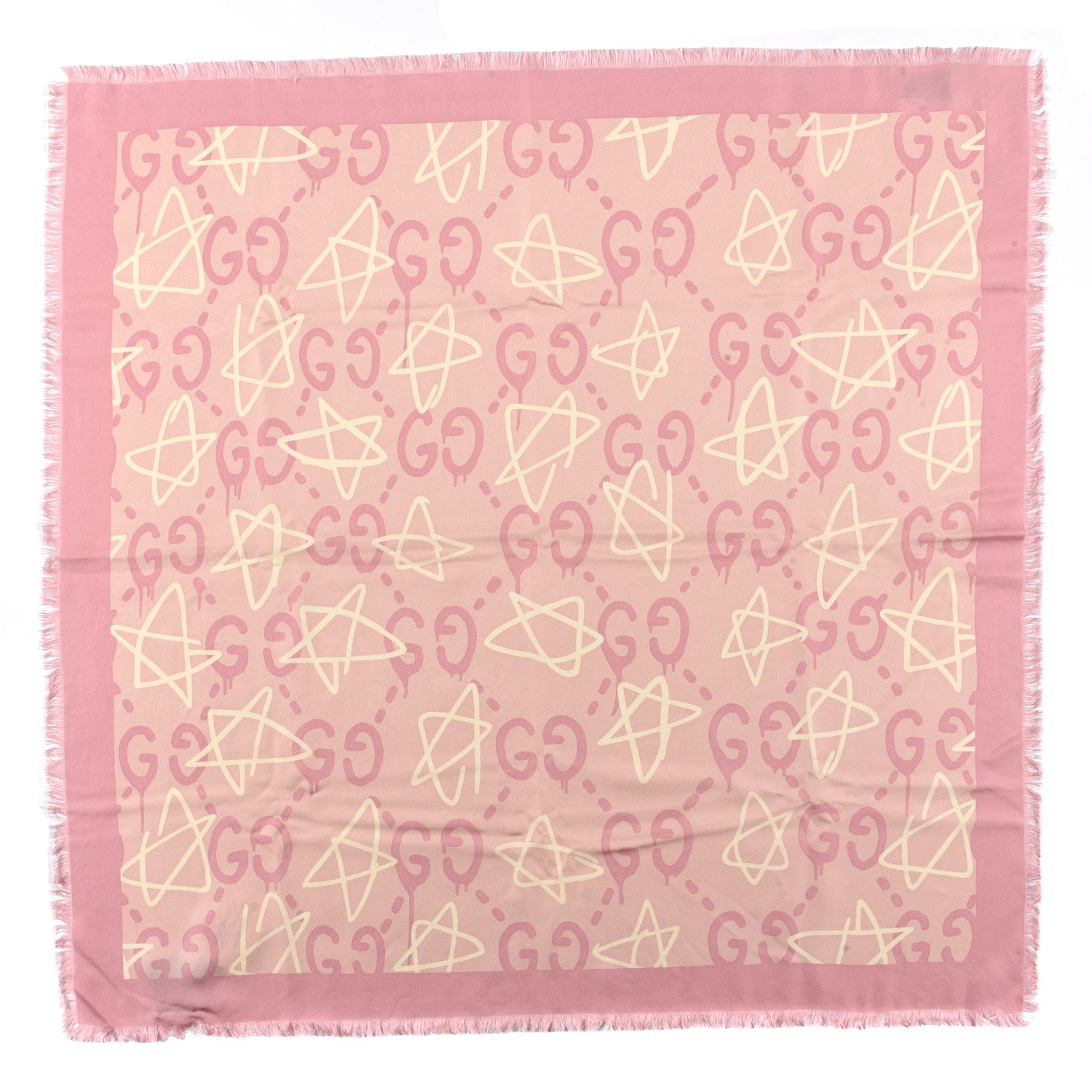 Gucci Silk Twill Gucci Stars Square Shawl Rose Pink 1 of 3